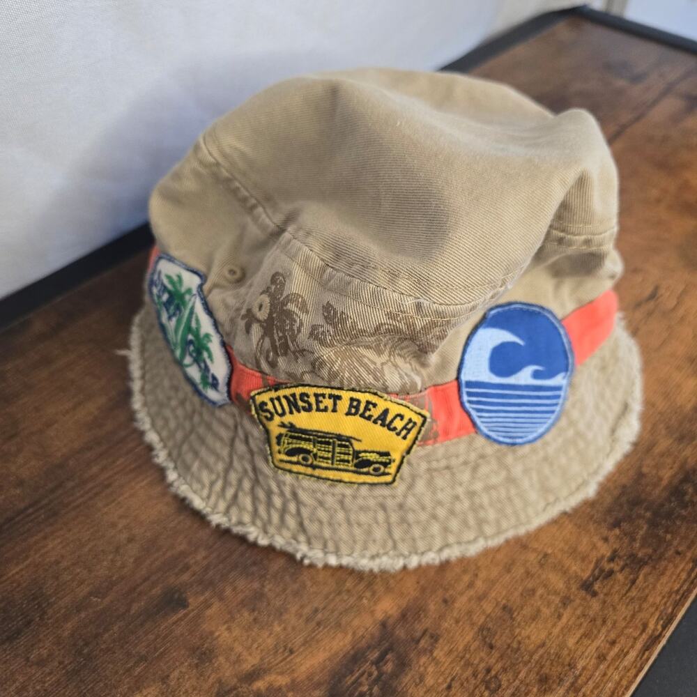 Bucket Hat Tan Surfing Beach Patch Kids Size 3T-4T